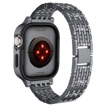 Apple Watch Series 6 5 4 SE (2023) SE (2022) SE 44mm Strassi Decor metalliranneke kellon tapauksessa - Musta