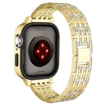 Apple Watch Series 6 5 4 SE (2023) SE (2022) SE 44mm Strassi Decor metalliranneke kellon tapauksessa - Kulta