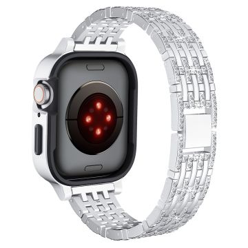 Apple Watch Series 6 5 4 SE (2023) SE (2022) SE 44mm Strassi Decor metalliranneke kellon tapauksessa - Hopea