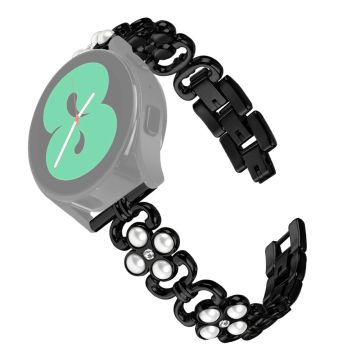 Verizon Gizmowatch 2 ruostumattomasta teräksestä valmistettu korvaava hihna Pearl Four Leaf Clover Watchband - Musta