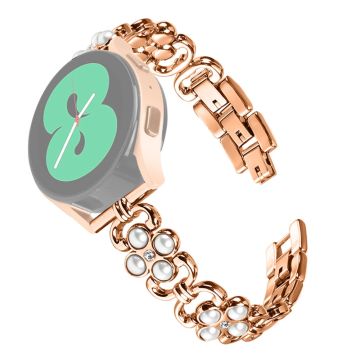 Verizon Gizmowatch 2 ruostumattomasta teräksestä valmistettu korvaava hihna Pearl Four Leaf Clover Watchband - Ruusukulta