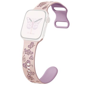 Apple Watch Ultra 2 Ultra 49mm / Series 9 8 7 45mm / 6 5 4 SE (2022) SE (2023) SE 44mm / 3 2 1 42mm Silikoniranneke - Pinkki + Vaaleanvioletti