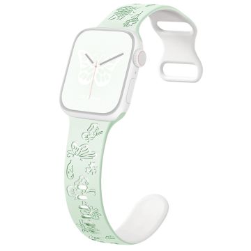 Apple Watch Ultra 2 Ultra 49mm / Series 9 8 7 45mm / 6 5 4 SE (2022) SE (2023) SE 44mm / 3 2 1 42mm Silikoniranneke - Vaalea Mintunvihreä + Valkoinen