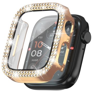 Apple Watch Series 4 / 5 / 6 / SE / SE (2022) 44mm strassi koriste Electroplating Bump kestävä katsella tapauksessa karkaistua lasia elokuva - Ruusukulta