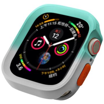 Apple Watch Series 4 / 5 / 6 / SE / SE (2022) 44mm / 7 / 8 / 9 45mm kaksivärinen joustava kellon kotelo - Hedelmänvihreä + Harmaa