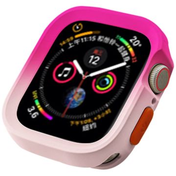 Apple Watch Series 4 / 5 / 6 / SE / SE (2022) 44mm / 7 / 8 / 9 45mm kaksivärinen joustava kellon kotelo - Ruusu