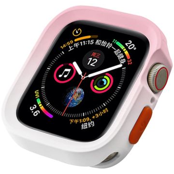 Apple Watch Series 4 / 5 / 6 / SE / SE (2022) 44mm / 7 / 8 / 9 45mm kaksivärinen joustava kellon kotelo - Pinkki + Valkoinen