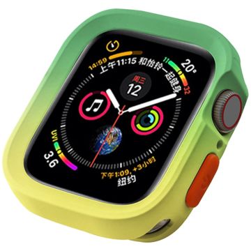 Apple Watch Series 4 / 5 / 6 / SE / SE (2022) 44mm / 7 / 8 / 9 45mm kaksivärinen joustava kellon kotelo - Vihreä + Keltainen