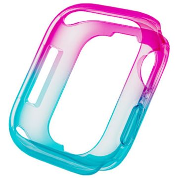 Apple Watch Series 4 / 5 / 6 / SE / SE (2022) 44mm / 7 / 8 / 9 45mm kaksivärinen läpikuultava matta joustava kellon tapauksessa - Pinkki + Sininen