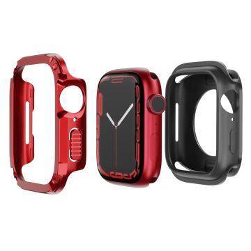 Watch Case Set Apple Watch Series 9 8 7 SE 6 5 4 45mm 44mm Hard Bump Resistant and Flexible Watch Frame Cover Combo - Red