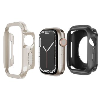 Watch Case Set Apple Watch Series 9 8 7 SE 6 5 4 45mm 44mm Hard Bump Resistant and Flexible Watch Frame Cover Combo - Starlight