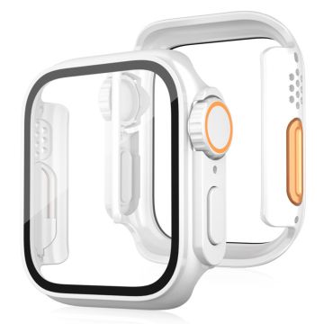 Bump Resistant Watch Case Apple Watch Series 6 / 5 / 4 / SE / SE (2022) / SE (2023) 44mm Protective Cover with Tempered Glass Film - White