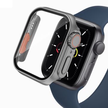 Bump Resistant Watch Case Apple Watch Series 6 / 5 / 4 / SE / SE (2022) / SE (2023) 44mm Protective Cover with Tempered Glass Film - Grey