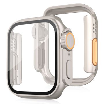 Bump Resistant Watch Case Apple Watch Series 6 / 5 / 4 / SE / SE (2022) / SE (2023) 44mm Protective Cover with Tempered Glass Film - Titanium Gold