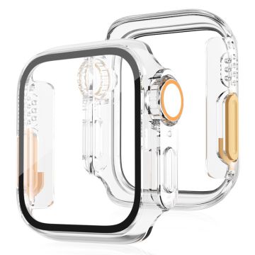 Bump Resistant Watch Case Apple Watch Series 6 / 5 / 4 / SE / SE (2022) / SE (2023) 44mm Protective Cover with Tempered Glass Film - Transparent