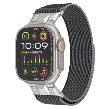 Apple Watch Series 49mm - 45mm - 44mm - 42mmTrail Loop Nylon hihna - Musta + Harmaa