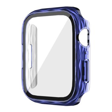 Apple Watch Series 9 / 8 / 7 41mm kellon kehys Kova kolhunkestävä aaltoileva tekstuurisuojus karkaistulla kalvolla - Läpinäkyvä Sininen