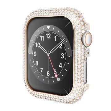 Apple Watch Series 6 / 5 / 4 / SE / SE (2022) 44Mm katsella asia Full Rhinestone metalliseos suojaava kehys - Ruusukulta