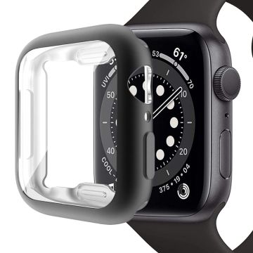 Apple Watch SE (2022) / SE / 6 / 5 / 4 44mm Pehmeä joustava asia Galvanointi Watch Case Cover näytönsuojalla - Musta