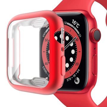 Apple Watch SE (2022) / SE / 6 / 5 / 4 44mm Pehmeä joustava asia Galvanointi Watch Case Cover näytönsuojalla - Punainen