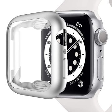 Apple Watch SE (2022) / SE / 6 / 5 / 4 44mm Pehmeä joustava asia Galvanointi Watch Case Cover näytönsuojalla - Hopea