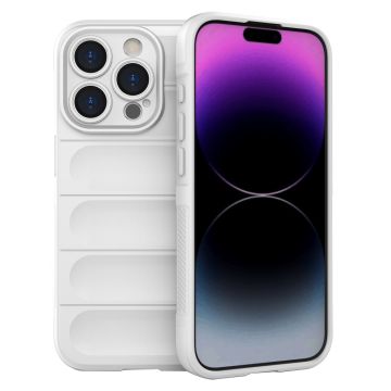 Pehmeä kahva muotoiltu kuori iPhone 15 Pro - Valkoinen