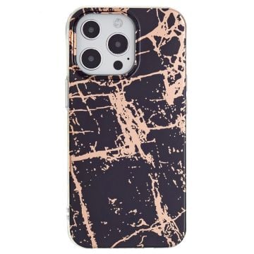 Marble iPhone 15 Pro Suojakotelo - Electroplated Musta Marble