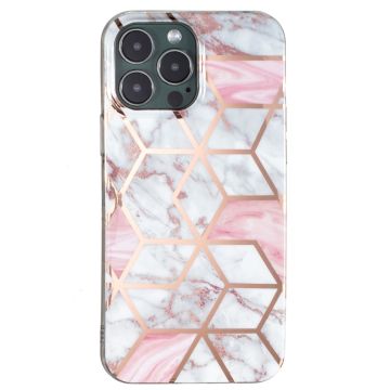 Marble iPhone 15 Pro Suojakotelo - Pinkki / Valkoinen Marble