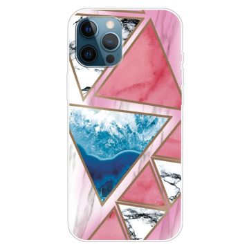 Marble iPhone 15 Pro Suojakotelo - Valkoinen / Sininen / Rose Triangle