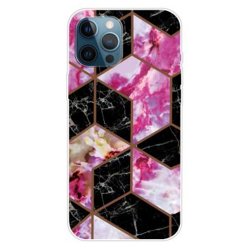 Marble iPhone 15 Pro Suojakotelo - Musta And Rose Marble