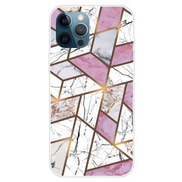 Marble iPhone 15 Pro Suojakotelo - Rose / Valkoinen / Harmaa Marble