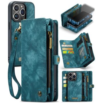 CaseMe iPhone 15 Pro Max Zipper Lompakko - Sininen