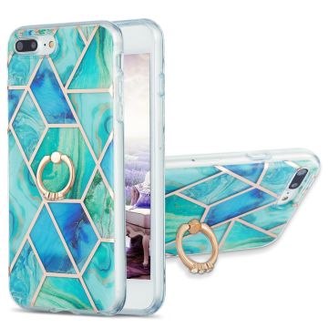 Marble Patterned Suojakuori With Ring Holder For iPhone 8 Plus – Green