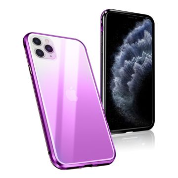 R-JUST RJC-11 Alu/Lasi kotelo - iPhone 11 Pro - Musta + Violetti