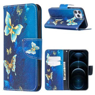 Wonderland iPhone 12 Pro / iPhone 12 flip kuoret - Sininen Perhonen