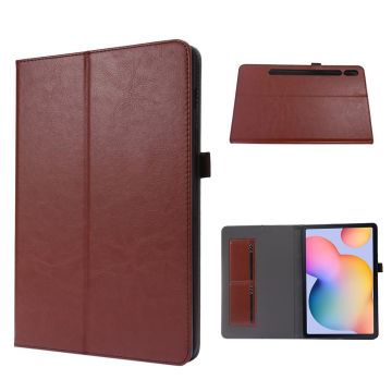 Hullu hevonen Samsung Galaxy Tab S7 nahkainen flip case - Ruskea