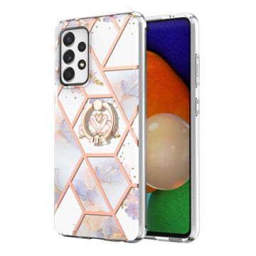 Marble Patterned Suojakuori With Ring Holder For Samsung Galaxy A52s 5G / A52 5g / A52 - Kruunu