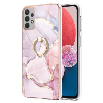 Marble Patterned Suojakuori With Ring Holder For Samsung Galaxy A13 4G - Rose Kulta Marble Haze