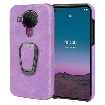 Iskunkestävä nahkasuojus soikealla jalustalla Nokia 5.4:lle - Violetti