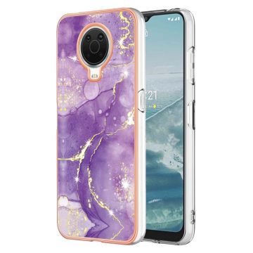 Marble Patterned Suojakuori With Ring Holder For Nokia G10 / G20 - Violetti Marble Haze