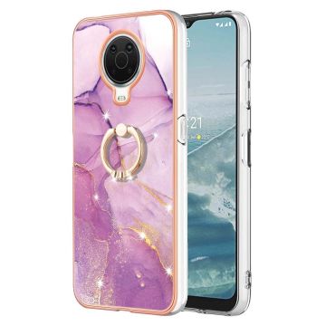 Marble Patterned Suojakuori With Ring Holder For Nokia G10 / G20 - Pinkki Marble Haze