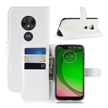 Motorola Moto G7 Play litsi  nahkainen suojakotelo - Valkoinen