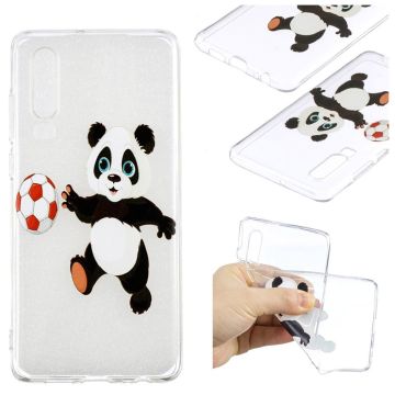 Huawei P30 kuosillinen joustava Suojakotelo - Panda Pelaa Jalkapalloa