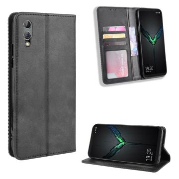 Bofink Vintage Xiaomi Black Shark 2 / Shark 2 Pro leather kotelot - Musta