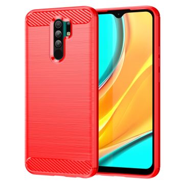 Carbon Flex Suojakotelo Xiaomi Poco M2 Reloaded / M2 / Redmi 9 - Punainen