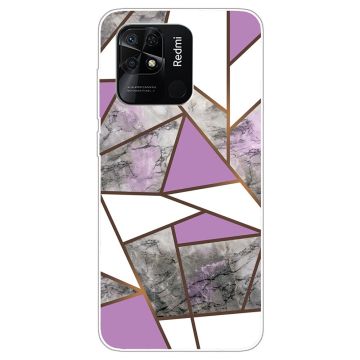 Marble Xiaomi Redmi 10C Suojakotelo - Violetti / Valkoinen / Harmaa Marble