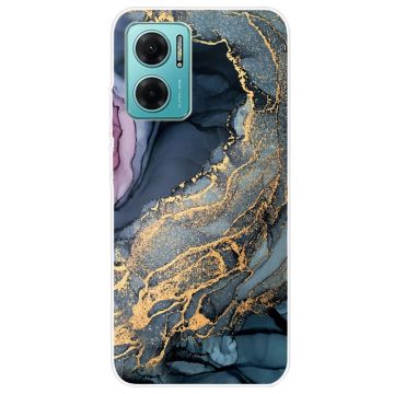 Marble design Xiaomi Redmi Note 11E kotelot - Sininen Kultainen Roiske Marmori