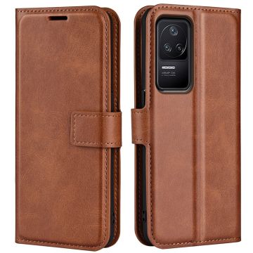 Lompakko Nahkakotelo For Xiaomi Poco F4 / Redmi K40s - Vaalean Ruskea