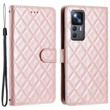 Toimiva rombinen lompakkokotelo Xiaomi 12T / Xiaomi 12T Pro / Xiaomi Redmi K50 Ultra - Pinkki