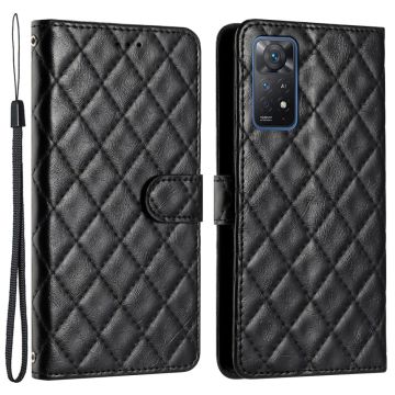 Toimiva rombinen lompakkokotelo Xiaomi Redmi Note 12 Pro / Xiaomi Redmi Note 11 Pro 5G / Xiaomi Redmi Note 11 Pro - Musta